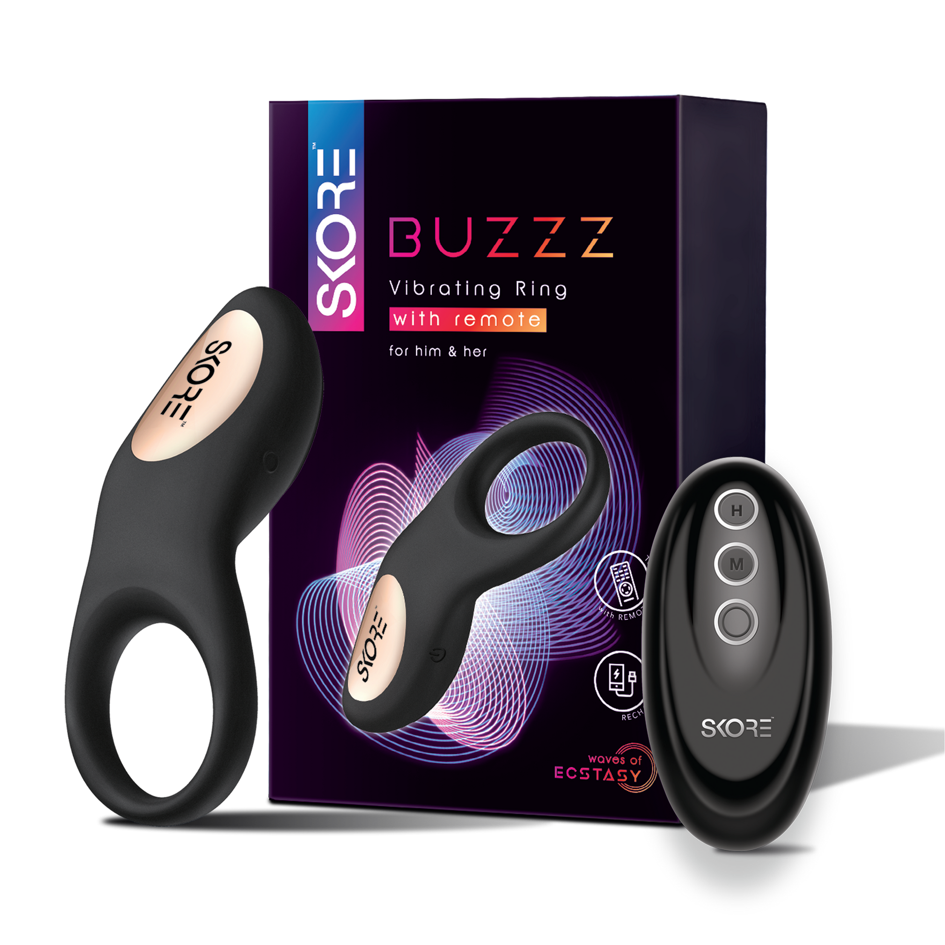 Skore Buzzz Vibrating Ring with Remote