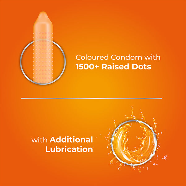 Skore Orange Coloured Condoms with extra lubrication