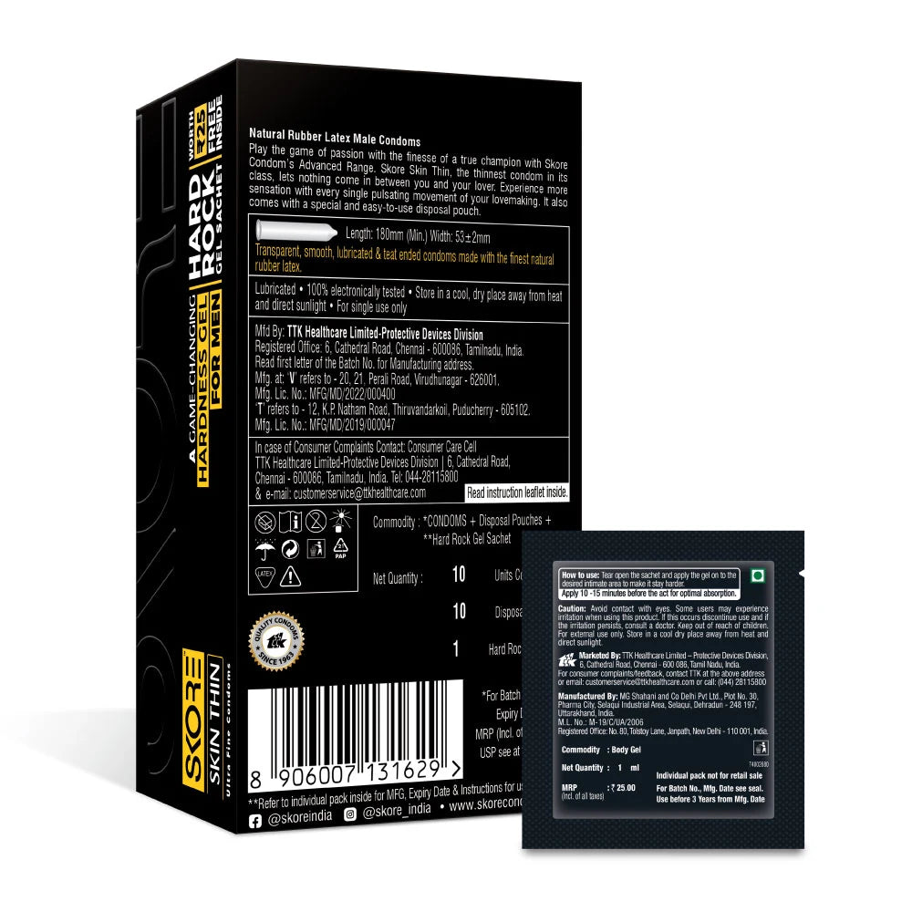 Buy Skore Thin Condoms & Hard Rock Gel