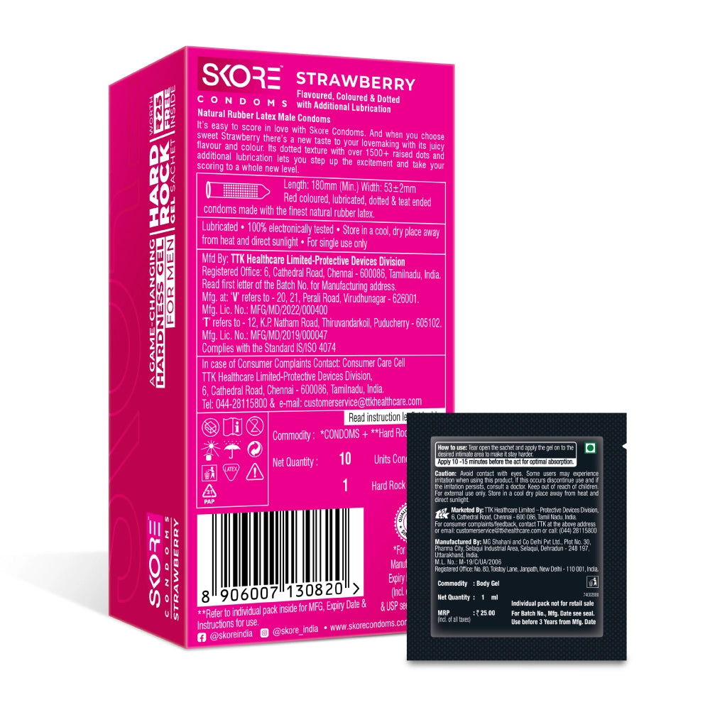 skore strawberry flavour condom & HRG