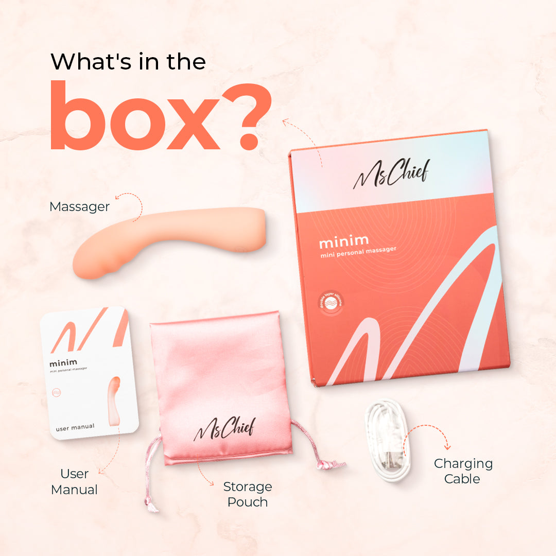 mschief minim : Massager, Charing cable, Manual and Pouch mschief minim : Massager, Charing cable, Manual and Pouch