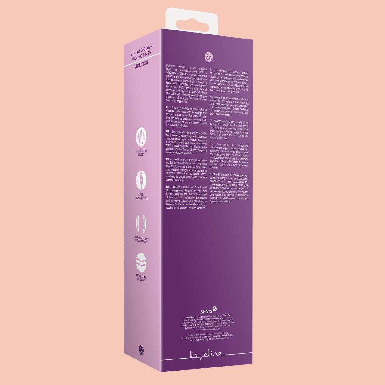 Rabbit Vibrator with 3 Up-and-Down Moving Rings