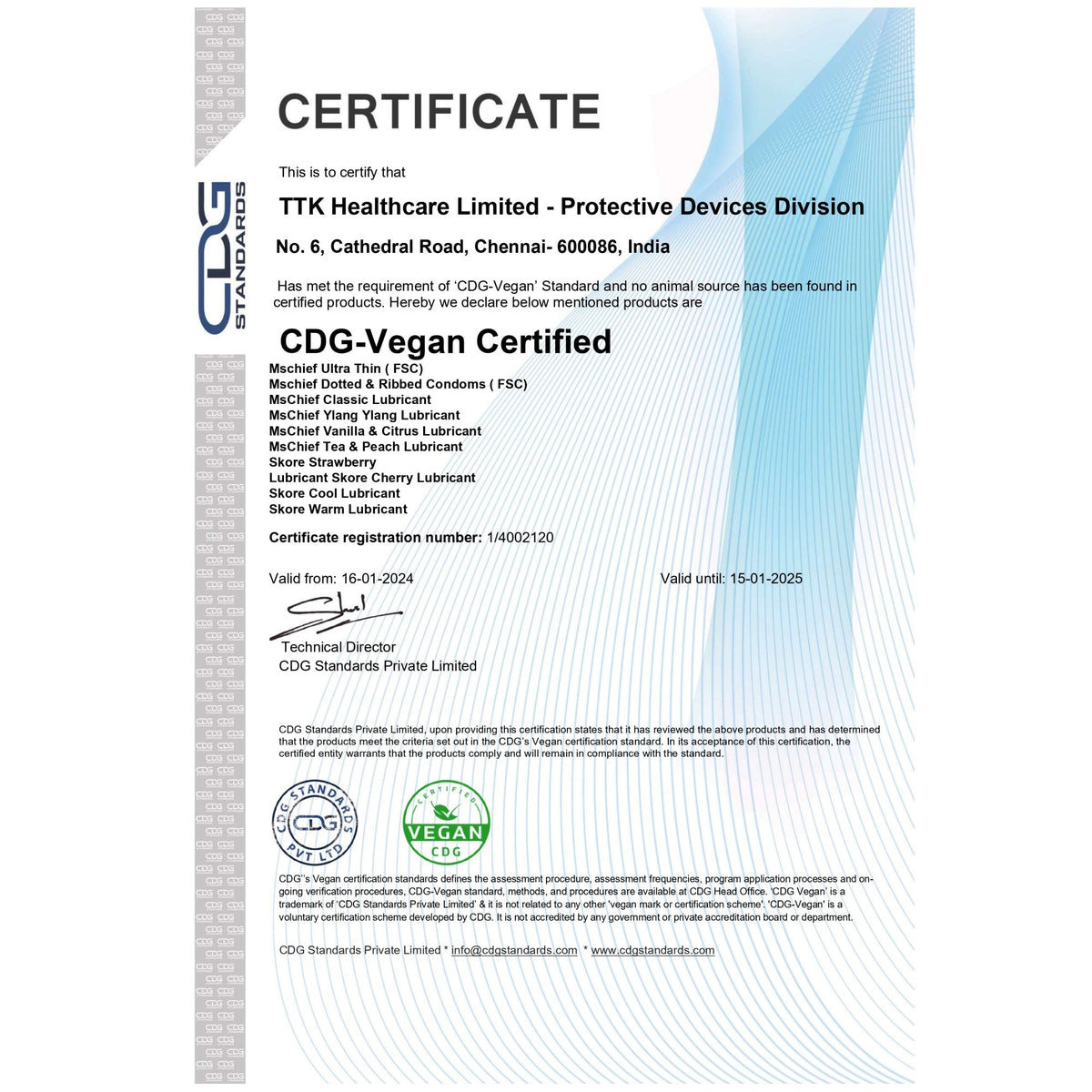 CDG-Vegan Certified