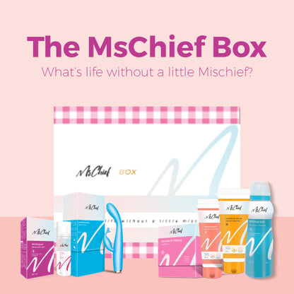 MsChief Box ft. Crescendo Includes Rabbit Massager, Stimulant gel, vanilla-citrus lube, dotted-ribbed condom, & Msmerize fragrance