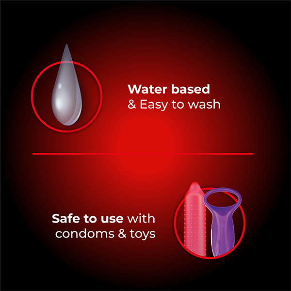 Water based lube means easy to wash 