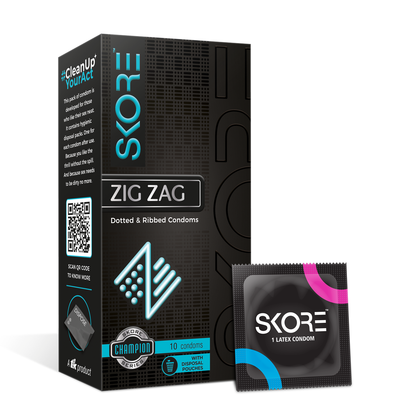 Skore Zig-Zag Dotted and Ribbed Condoms