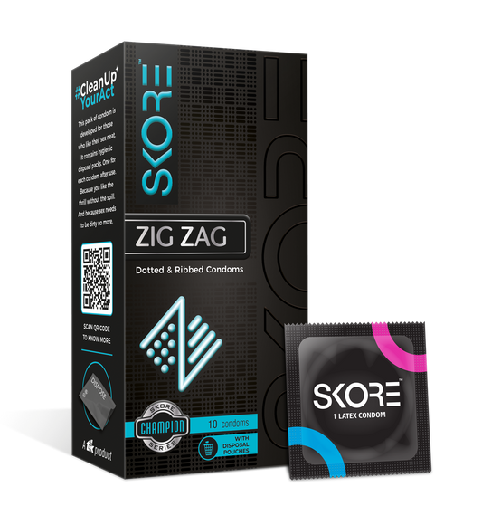 Skore Zig-Zag Dotted and Ribbed Condoms