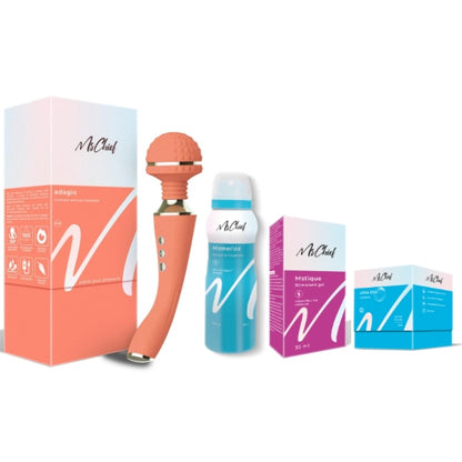 Adagio massager, Mzmerize fragrance, Stimulant gel, & Ultra thin condom