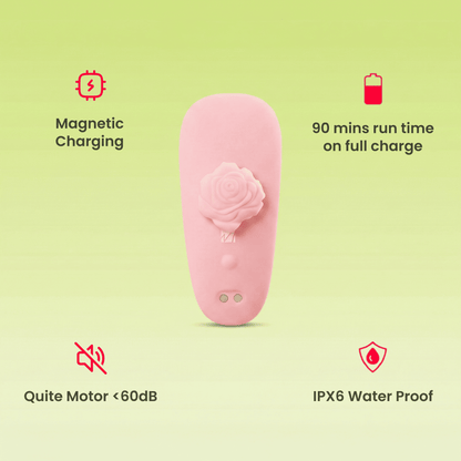 MsChief Anywear pink vibrator with magnetic charging, 90-min runtime, quiet motor and IPX6 waterproof