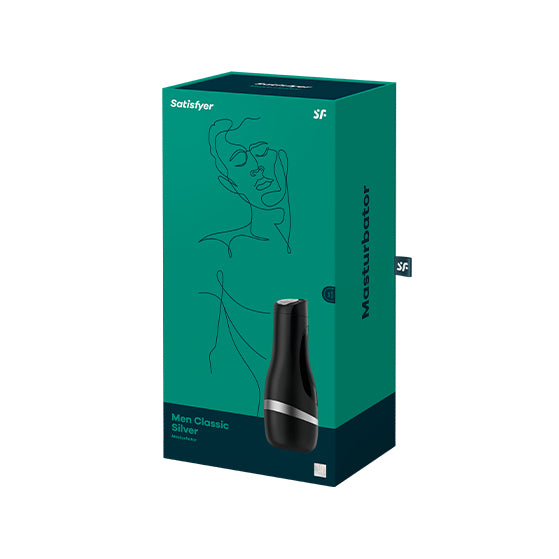 Satisfyer black & silver massager for men Lovedepot