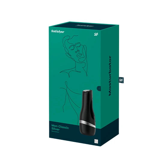 Satisfyer black & silver massager for men Lovedepot