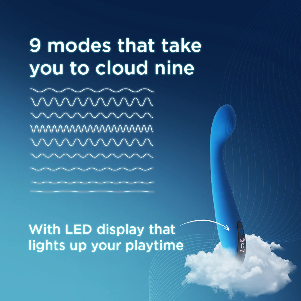 Skore VibHer vibrator with 9 vibration pulse modes and LED display – blue G-spot massager