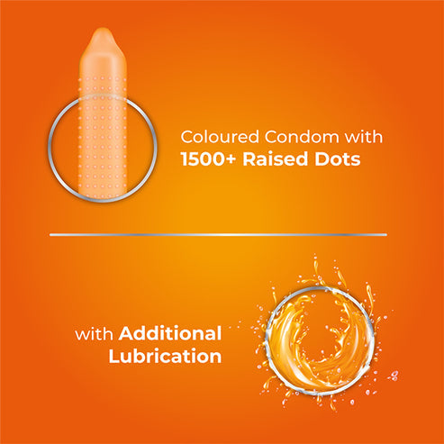 Skore Orange flavoured 1500+ Dotted Condoms
